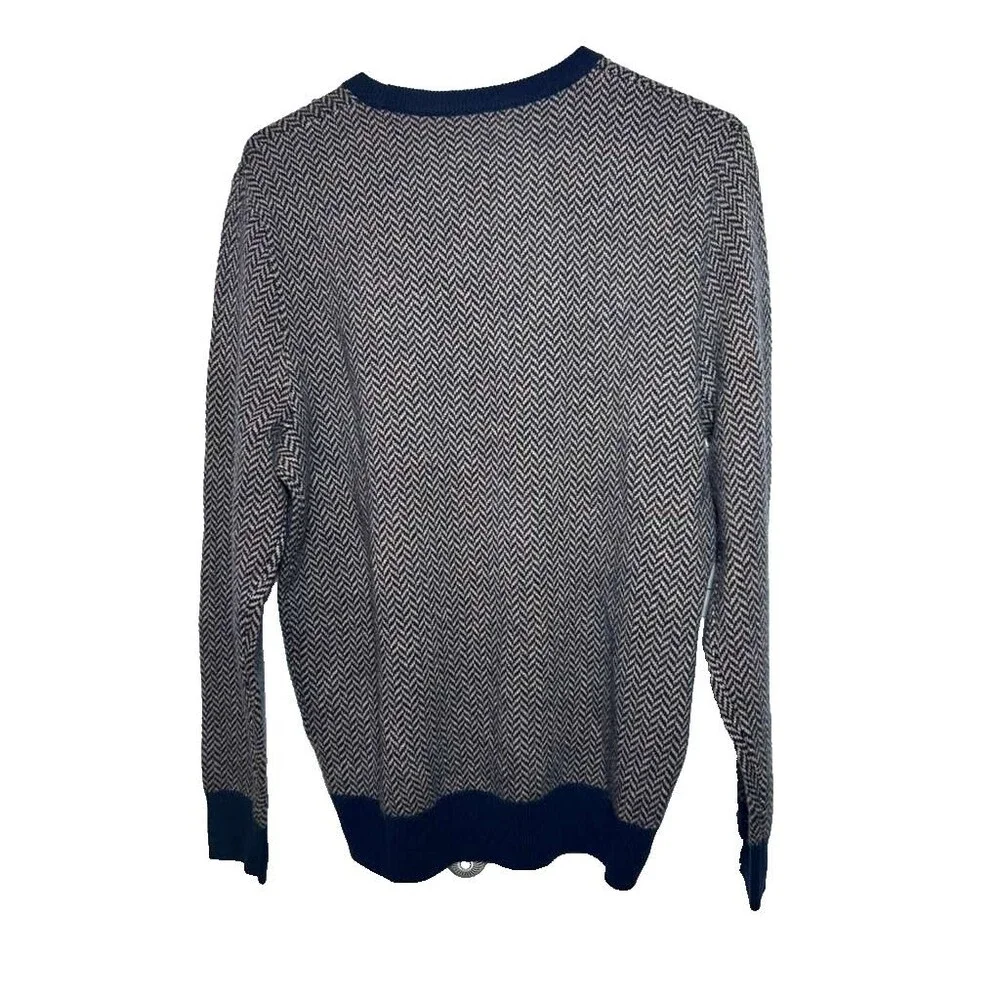J.Crew Cashmere Sweater Men Medium Herringbone Jacquard Crewneck